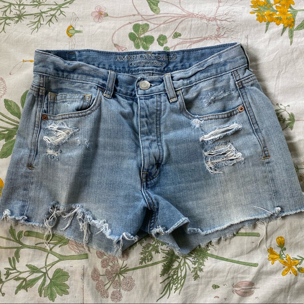 American Eagle High Waisted Distressed Jean Shorts